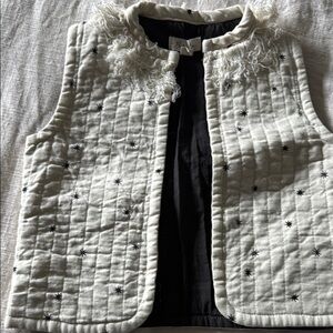 Rylee and Cru Cream Quilted Vest with Black Star Embroidery